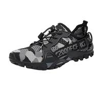 Men's Wide Fit Hiking Trainers Lightweight Trekking Breathable & Non-Slip Sneakers with Arch Support Lace-up Outdoor Sneakers Comfortable Leather Walking Shoes (Dark Gray, 43)