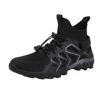 Men's Wide Fit Hiking Trainers Lightweight Trekking Breathable & Non-Slip Sneakers with Arch Support Lace-up Outdoor Fishing Camping Climbing Shoes Ankle High Sport Shoes (Black, 40)