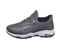 Men's Wide Fit Hiking Trainers Lightweight Trekking Breathable & Non-Slip Sneakers with Arch Support Lace-up Fishing Camping Climbing Shoes Ankle High Sport Outdoor Shoes (Grey, 6.5)