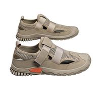 Men's Wide Fit Hiking Trainers Lightweight Trekking Breathable & Non-Slip Sneakers with Arch Support Spring and Summer Mesh Comfortable Sports Walking Shoes (Beige, 43)