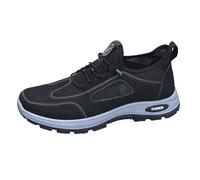 Men's Wide Fit Hiking Trainers Running Road Walking Sneakers Lightweight Trekking Breathable & Non-Slip Trainers with Arch Support Lace-up Outdoor Fishing Camping Climbing Shoes (Black, 42)