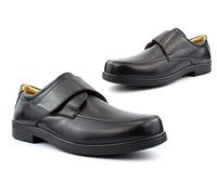 Mens Wide Fit Shoes Mens Shoes Mens Extra Wide Shoes Mens Leather Shoes Mens Real Leather Shoes Touch Fastening Size 13 Size 14 Size 15 Triple E Genuine Leather Black (EEE Width) 10 UK
