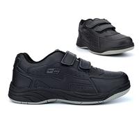 Mens Wide Fit Trainers Mens Trainers Mens Shoes Mens Coated Leather Trainers Mens Touch Fastening Trainers Size 13 Size 14 Mens Black Trainers Non Marking Sole (E Fitting) 12 UK