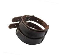 Mens Wide Leather Bracelet Women Leather Cuff Bangle Punk Rock Vintage Adjustable Wide Wristbands Wrap Gauntlet Bracelet Fastening Arm Armor Cuff Belt Unisex Coffee