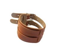 Mens Wide Leather Bracelet Women Leather Cuff Bangle Punk Rock Vintage Adjustable Wide Wristbands Wrap Gauntlet Bracelet Fastening Arm Armor Cuff Belt Unisex Brown
