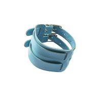 Mens Wide Leather Bracelet Women Leather Cuff Bangle Punk Rock Vintage Adjustable Wide Wristbands Wrap Gauntlet Bracelet Fastening Arm Armor Cuff Belt Unisex Light Blue