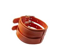 Mens Wide Leather Bracelet Women Leather Cuff Bangle Punk Rock Vintage Adjustable Wide Wristbands Wrap Gauntlet Bracelet Fastening Arm Armor Cuff Belt Unisex Orange
