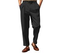 Mens Wide Leg Dress Pants 2024 Fashion Solid Wedding Party Formal Pants Loose Fit Casual Office Work Smart Pants Flat-Front Stretch Comfort Pleated Chino Golf Trousers Black