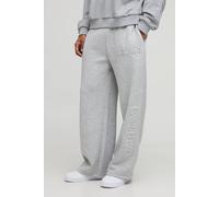 Men's Wide Leg Embossed Worldwide Jogger | Grey Marl | Size X-Small | BOOHOOMAN