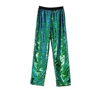 Men's Wide Leg Sequin Pants Sparkle Baggy Tracksuits Elastic Waist Dance Pants Hip Hop Sparkly Clubwear Disco Joggers Trousers
