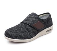 Mens Wide Toe Walking Shoes Extra Wide Width Easy On & Off Walking Sneakers Men's Hook and Loop Walking Shoe for Air Cushion & Breathable Mesh, Support