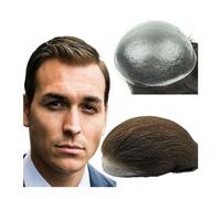 Mens Wig 10 * 8 Toupee for Men 0.04mm Thin Skin PU Human Hair Prosthesis and Hair Units Hair Replacement System Toupee for Men(Light Brown)