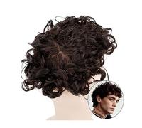 Mens Wig 25mm Curly Hairpiece Fine Mono Male Hair Prosthesis Men Toupee #2 Indian Human Replacement System 7" Remy Men's Wig Toupee