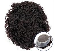 Men's wig Australia 20mm Curly Men Hairpiece Durable Male Hair Prosthesis French Lace and 1" Clear Poly Coating Around Men's Toupee Natural Human Hair Systems Men Short Wig Men Replacement Wig(20mm cu