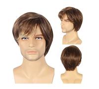 Men's Wig, Brown Mixed Blonde Wig Short Synthetic Wig for Men Short Straight Wig Natural Heat Resistant Fiber Wig for Costume Cosplay Party Daily Use,Natural-Looking Wigs for Men