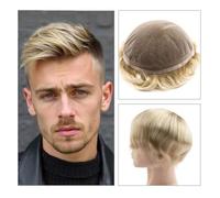 Mens Wig European Human Hair Toupee for Men Full French Lace Base 4/613 Ombre Men's Hair Prosthesis Toupee for Men
