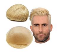 Mens Wig Hair 0.04 PU Skin Poly Prosthesis Toupee for Men Yanahair Straight Hair Replacement System 100% European Real Human Hairpieces Mens Toupee(Blonde)