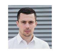 Men's Wig Hairline Toupee for Men V Shape Human Hair Forehead Transparent Thin Skin Patch Men's Toupee(1B Off Black,Size-7x16cm)