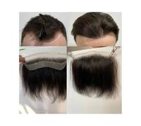 Mens Wig Hairline Toupee Frontal Hairpiece, European Hair System HD Invisible Lace Front Hairline French Lace V-Shape Human Hair Men's Toupee Natural Black Toupee for Men