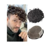 Men's Wig, Lace and Pu Human Hair Replacement 25mm Curl Lace Front Men Hair System Comfortable Male Hair Prosthesis,Blonde Wig