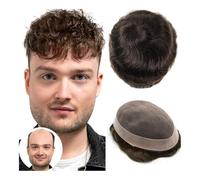 Men's Wig, Men Toupee Human Hair Fine Mono Men Capillary Prosthesis Human Hair Wigs Brown Hair Replacement Male Hair Prosthesis,Blonde Wig