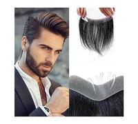 Mens Wig Men's Hairline Toupee V-Shape PU Thin Skin Base Frontal Hairpiece 100% Real Human Hair Forehead Toupee