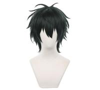 Mens Wig Short Dark Green Hair Wigs with Bangs Anime Cosplay Wigs for Men Male Synthetic Hair Wig for Halloween Costume Cosplay
