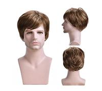 Men's Wig, Short Straight Wig for Men Natural Brown Hair Heat Resistant Synthetic Wigs for Daily Party Cosplay,Natural Looking Short Side Parting Wigs for Male,Natural-Looking Wigs for Men