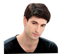 Mens Wig Straight Breathable Adjustable Mens Wigs Realistic Natural Short Hair Wig Replacement Male Wig Cosplay Costume Dark Brown