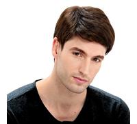 Mens Wig Straight Breathable Adjustable Mens Wigs Realistic Natural Short Hair Wig Replacement Male Wig Sets for Cosplay Costume Light Brown