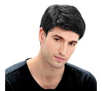 Mens Wig Straight Breathable Black Wig Men Adjustable Mens Wigs Realistic Natural Short Hair Replacement Male for Cosplay Costume