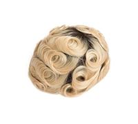 Men's Wig Thin Skin Male Hair Prosthesis PU Base Men's Toupee Double Knot Brown Roots Ombre Blonde Color Men's Toupee(8x10)