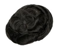 Men's wig Units Toupee Male Capillary Prosthesis Australia Men Toupee Transparent Pu & Swiss Lace Male Wig Natural Human Hair Mens Hair Men Short Wig Men Replacement Wig(1b#)