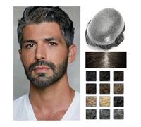 Men's Wigs, 0.08mm Human Hair Toupee Men Wig Hairline Knot Male Hair Prosthesis Toupee Hair Replacement System For Men(Lightest Brown,7x10)
