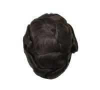Mens Wigs, 25mm Australia Curly Hairpiece Male Hair Prosthesis Men Toupee Natural Human Hair Exhuast Systems Men Wig,for Cover Thinning Hair(Medium Brown,6x8)