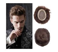Men's Wigs Brown Toupee for Men Poly Coating Fine Mono NPU Hairpieces Straight Indian Human Hair Mens Human Hair Replacement Systems Hair Pieces For Men(30mm Wave Toupee 110%,8x10)