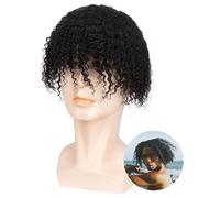 Men's Wigs Bun Hair Deep Curly Hairpieces for Men Fine Mono Top and PU Perimeter Hair Toupee Male Hair Prosthesis Breathable Curly Human Hair Wig Replacement System Synthetic Wig Mens Wig Cosplay Wig(
