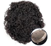 Men's Wigs Bun Hair for Men 15/20/25mm Curly Hairpiece Fine Mono Top and PU Perimeter Male Hair Toupee Dark Brown Indian Hair 7" Hair Prosthesis Replacement Systems Toupee for Men Mens Wig Toupee for