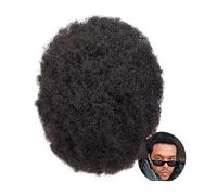 Men's Wigs Bun Hair for Men Afro Men Toupee Male Hair Capillary Durable Fine Mono French Lace Men's Wigs Prosthesis 6" Replacement System Unit Men's Toupee Mens Wig Toupee for Men(4mm Afro#1B 120%,7x1