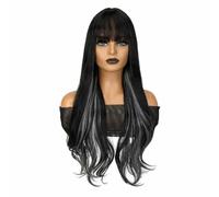 Men's Wigs Bun Hair for Men Big Wave Wig, Women's Long Silver-gray Curly Hair, Whole Head Cover, Artificial Hair, Fashionable Synthetic Wig Mens Wig Toupee for Men