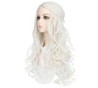 Men's Wigs Bun Hair for Men Cos Wig Women's Fashionable White Wavy Wig High Temperature Synthetic Wig Fluffy Simulation Wig Mens Wig Toupee for Men