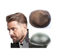 Men's Wigs Bun Hair for Men Men's Toupee Human Hair, Super Thin Pu Skin 0.04mm Hairpieces Natural Hairline 8x10" Male Hair Prosthesis Units 110% Density Men's Toupee Mens Wig Toupee for Men