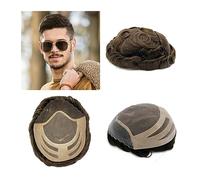 Men's Wigs Bun Hair for Men Men's Toupee Indian Human Hair Replacement Systems Toupee for Men Durable Men Hair 8 * 10inch Unit Mono Lace PU Base Thin Skin Mens Toupee Mens Wig Toupee for Men(130%)