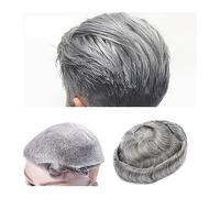 Men's Wigs Bun Hair for Men Men's Toupee Thin Skin 0.03-0.04mm V-loop Knotless PU Base Men's Toupee Human Hair Men Wigs Durable Hair Replacement Units Mens Wig Toupee for Men(30MM WAVE TOUPEE-1B80-90%