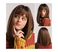 Men's Wigs Bun Hair for Men Synthetic Hair Brown Hair Wigs Medium Long Straight Wig with Bangs Cosplay Natural Wigs for Women 150% Density Heat Resistant Fiber Wigs Mens Wig Toupee for Men