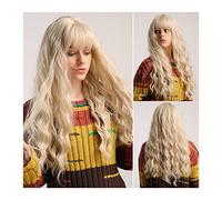 Men's Wigs Bun Hair for Men Synthetic Wig with Bangs Water Wavy Long Wigs for Women Girls Synthetic Fiber Heat Resistant Wig for Daily Party Use 24inches Mens Wig Toupee for Men(B)