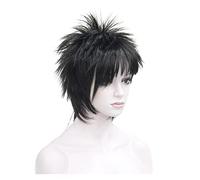 Men's Wigs Bun Hair for Men Synthetic Wigs Punk Hairstyle Short Straight Hair Wig Man Mens Wig Toupee for Men(02)