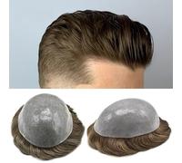 Men's Wigs Bun Hair for Men Toupee for Men Male Hair Prosthesis Soft Thin Skin PU V-loop Mens Toupee Slight Wavy Real Human Hair Mens Hairpieces Breathable Men's Toupee Mens Wig Toupee for Men(30MM WA