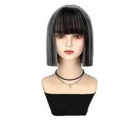 Men's Wigs Bun Hair for Men Wig Women's Air Bangs Short Hair Fashionable Short Straight Hair Full Headgear High Temperature Synthetic Wig Mens Wig Toupee for Men(A)