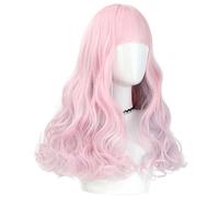 Men's Wigs Bun Hair for Men Wig, Women's Long Curly Hair, Cute Pink Cos Wig, Fashionable Breathable Wig, High Temperature Synthetic Wig Mens Wig Toupee for Men